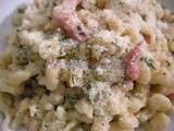 Spätzle aux lardons et petits pois