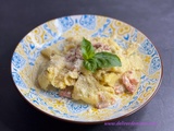 Tortelloni au pesto et crème de lard au parmesan