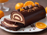 Bûche chocolatée au pain d’épice parfumée à l’orange