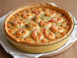 Clafoutis aux poireaux et aux crevettes