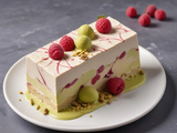 Dessert de fête : Nougat glacé pistaches / framboises