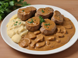 Poêlée de champignons et seitan sauce moutarde