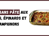 Quiche sans pâte aux oignons, épinards et champignons