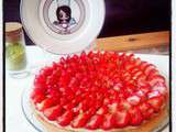 Tarte aux fraises et à la pistache sur son sablé breton