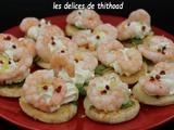 Blinis aux crevettes et mousse au gingembre