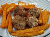 Boulettes de boeuf à la menthe et frites de patates douces