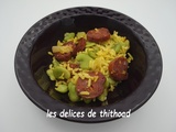 Fèves mijotées au chorizo et riz complet