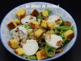 Salade croquante, pomme verte, chèvre et quatre quart