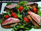 Salade de rougets sur toast de tapenade