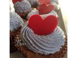 Cupcakes coeur , fondant chocolat