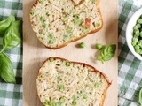 Cake au poulet, petits pois, parmesan