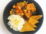 Tajine de légumes aux dattes, amandes et tempeh {cuisson au four}