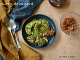 Curry de canard, brocoli et chutney aux oignons