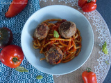 Boulettes de viande au comté et bucatini sauce tomate