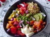 Buddha bowl : saumon, melon et fraises