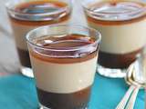 Panna cotta au chèvre frais et chocolat blanc, crème de marron et gelée de café