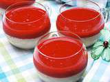 Panna cotta au miel, coulis de fraises