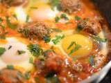 Tajine de boulettes de boeuf, petits pois et oeufs