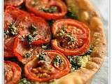 Tarte fine, pesto de carottes et tomates