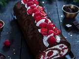 Bûche chocolat, noix de coco, framboise