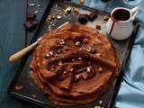 Crêpes au chocolat – sauce chocolat – noisettes torréfiées