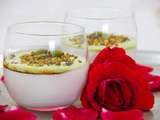 Mouhalabieh, crème de lait à la fleur d’oranger, saveur rose et pistache