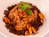 Mousse et crumble chocolat, crémeux menthe