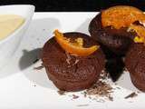 Petits bouchons choco noisette et crème anglaise à la mandarine confite