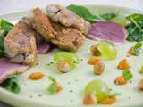 Salade de ris de veau croustillants, fruits d’hiver et pistou de poivron