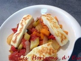 Etouffé de légumes , halloumi rôti