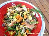 Salade composée : lentilles vertes du Puy en Velay, quinoa, salicornes