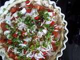 Tarte aux tomates cerises et aux oignons blancs