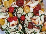 Courgettes, tomates cerise et halloumi gratinés