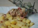 Lapin à la sauge et au vin blanc avec ses pommes de terre sans glute ni produits laitiers