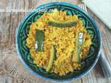 Boulgour, curry de courgettes et oignons doux