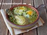 Tajine de poulet, petits pois et oeufs