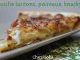 Quiche lardons, poireaux, gorgonzola et knacki