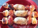 Brochettes d'andouillettes au boudin blanc et abricots