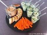 Plateau apéritif avant couscous:  Rillettes de thon et tzatziki concombre-pomme verte