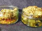 Crumble de courgette et crumble de tomate au jambon et champignons