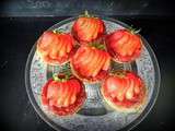 Tartelettes chocolat au lait, fraises et rhubarbe