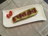 Barquette de courgette aux tomates cerises, chèvre et jambon