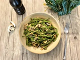 Poêlée de haricots verts et champignons aux oignons caramélisés
