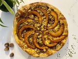 Tarte fine aux champignons, potimarron et roquefort