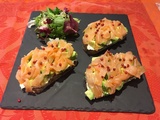 Tartines chèvre, avocat et saumon fumé