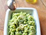 Pesto de brocoli et chou romanesco aux amandes et fêta