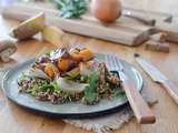 Légumes rôtis au sirop d’érable, vinaigrette tahin