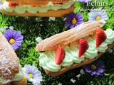 Eclairs fraise-chantilly pistache