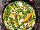 Blanquette de lotte aux asperges et légumes verts