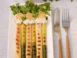 Duo d'asperges glacées et grillées crème aux herbes fraîches